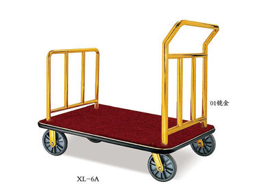 Finition d'or de miroir d'acier inoxydable de chariot à service d'étage de lobby d'hôtel avec la plate-forme de tapis rouge