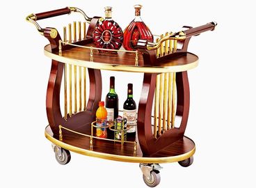 2 étagères noircissent l'équipement en bois de service de chariot à vin d'hôtel de luxe de boisson alcoolisée/boisson de pièce