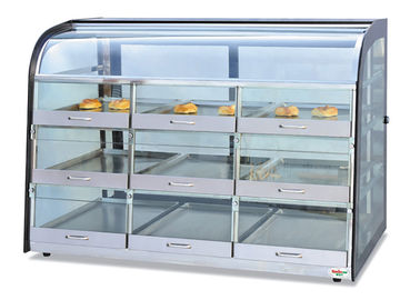 Coffret d'étalage à 3 couches de type tiroir du pain 9-Pans de nourriture de dessus de Tableau d'étalage en verre de réchauffeur
