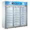 Réfrigérateur vertical d'affichage de supermarché, congélateur de réfrigérateur commercial de porte trois en verre