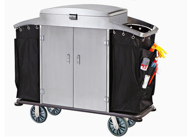 Petit chariot à service d'étage avec la poudre résistante d'acier inoxydable de sac d'ordures - finition époxyde
