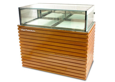 Étalage de réfrigérateur de gâteau de base acier inoxydable en bois//coffret étalage en verre de pâtisserie
