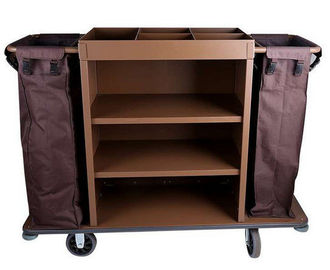 Hôtel 3 - Chariot de ménage de niveau 6 " roues en PP peinture en fer marron équipement de service de chambre