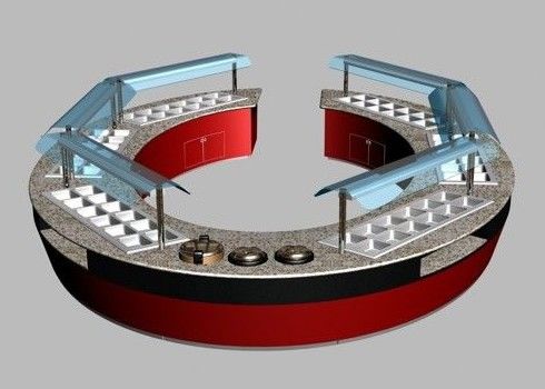 Équipement de buffet commercial Combinaison de forme ovale et ronde Tables de buffet de restaurant